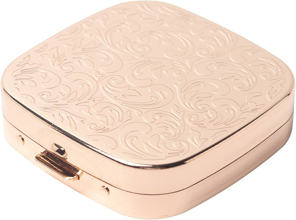 Fashion Elegant Medicine Portable Double Protection Switch Metal Travel Pill Box with Mirror (Sma... | Amazon (US)