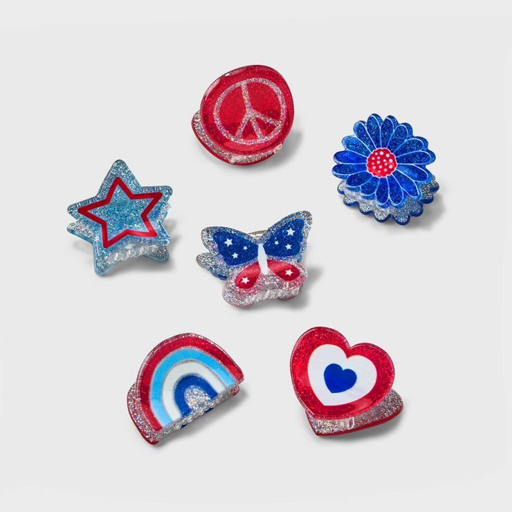 Girls' 6pk Americana Mini Claw Clips - Cat & Jack™ | Target