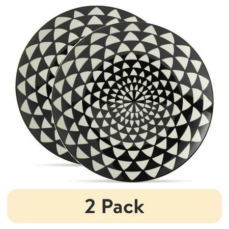 (2 pack) Thyme & Table Medallion Ceramic Dinner Plate Black and White | Walmart (US)