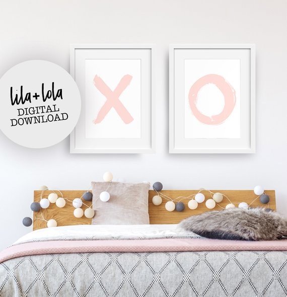 X and O Print Set, Pink Nursery Wall Art, Girls Room Decor - DIGITAL DOWNLOAD -  Large Printable ... | Etsy ROW