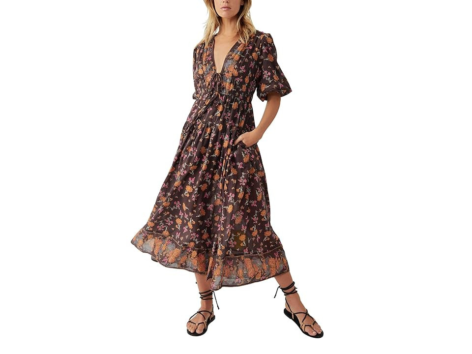 Free People Lysette Maxi Dress (Chocolate Combo) Women's Clothing | Zappos