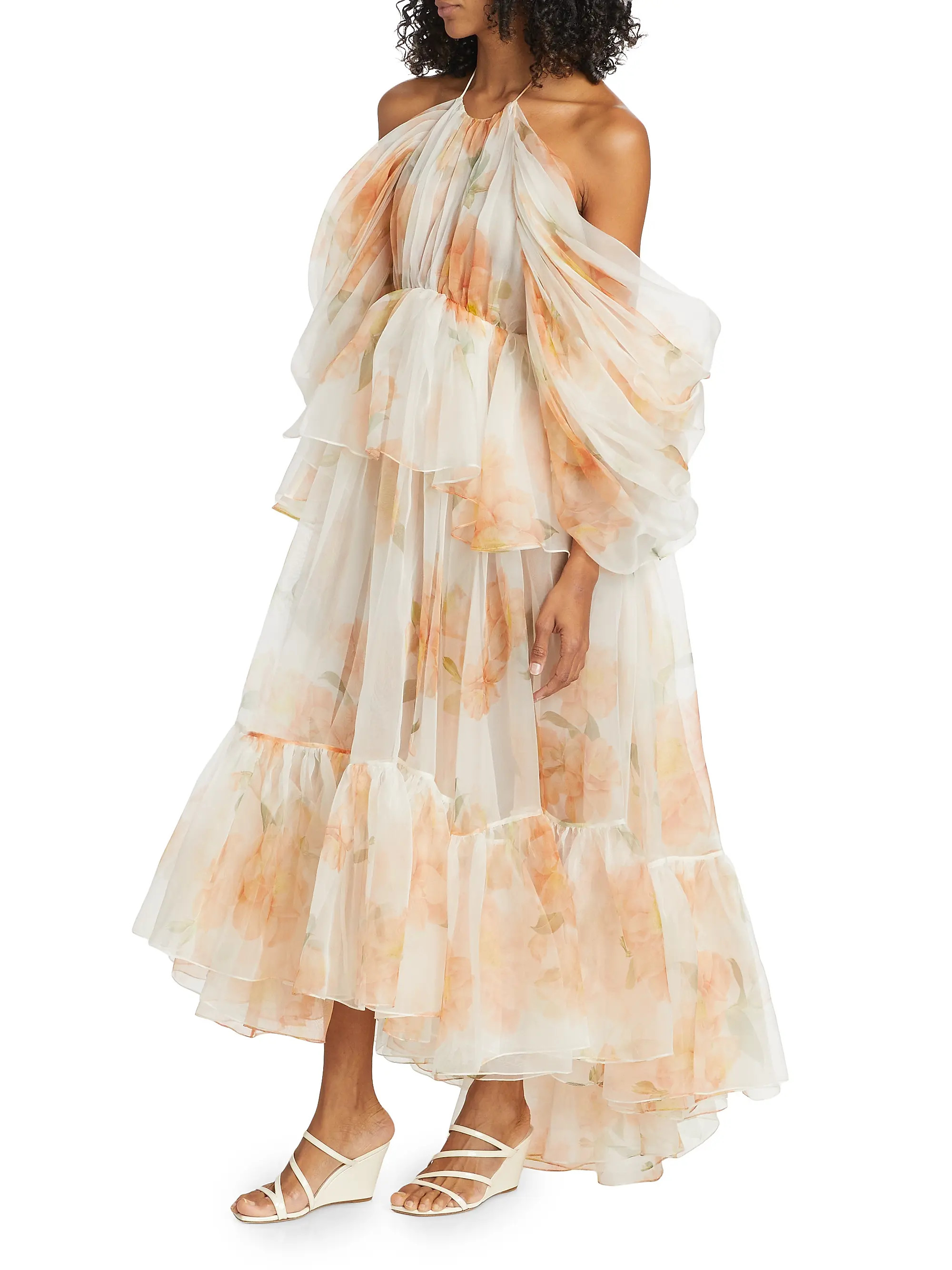 Natura Gathered Floral Silk Maxi Dress | Saks Fifth Avenue