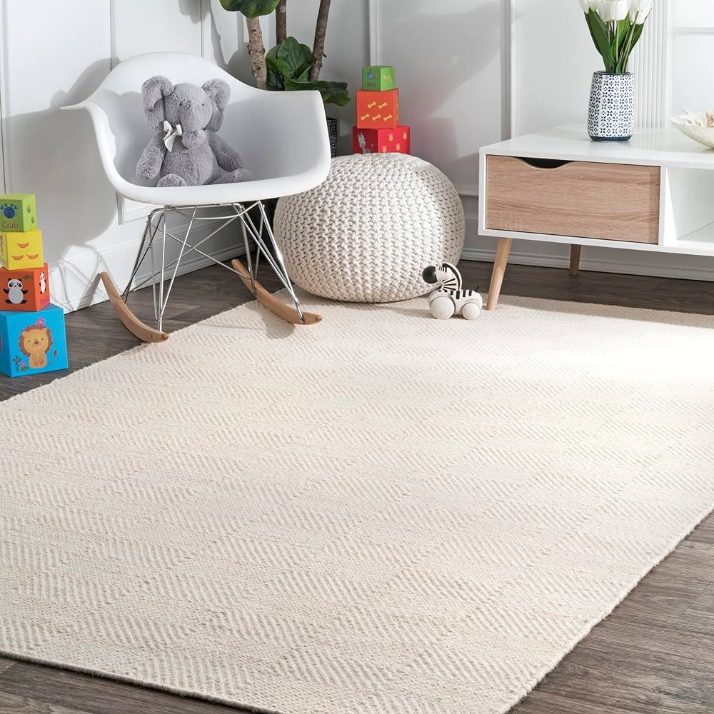 nuLOOM Ago Geometric Wool Area Rug, 7' 6" x 9' 6", Cream | Amazon (US)