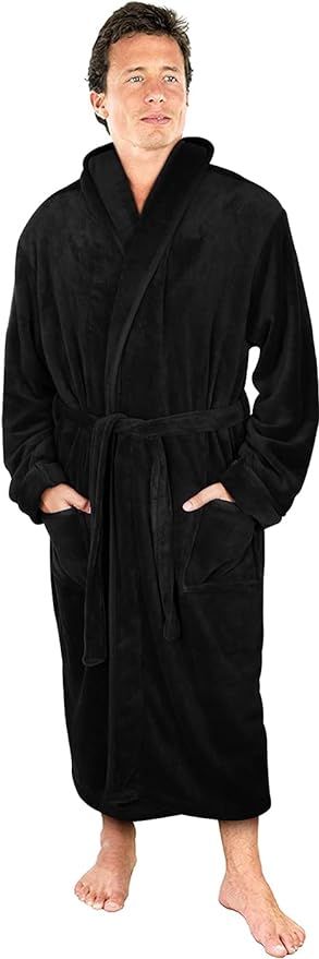 NY Threads Luxurious Mens Shawl Collar Fleece Bathrobe Spa Robe | Amazon (US)