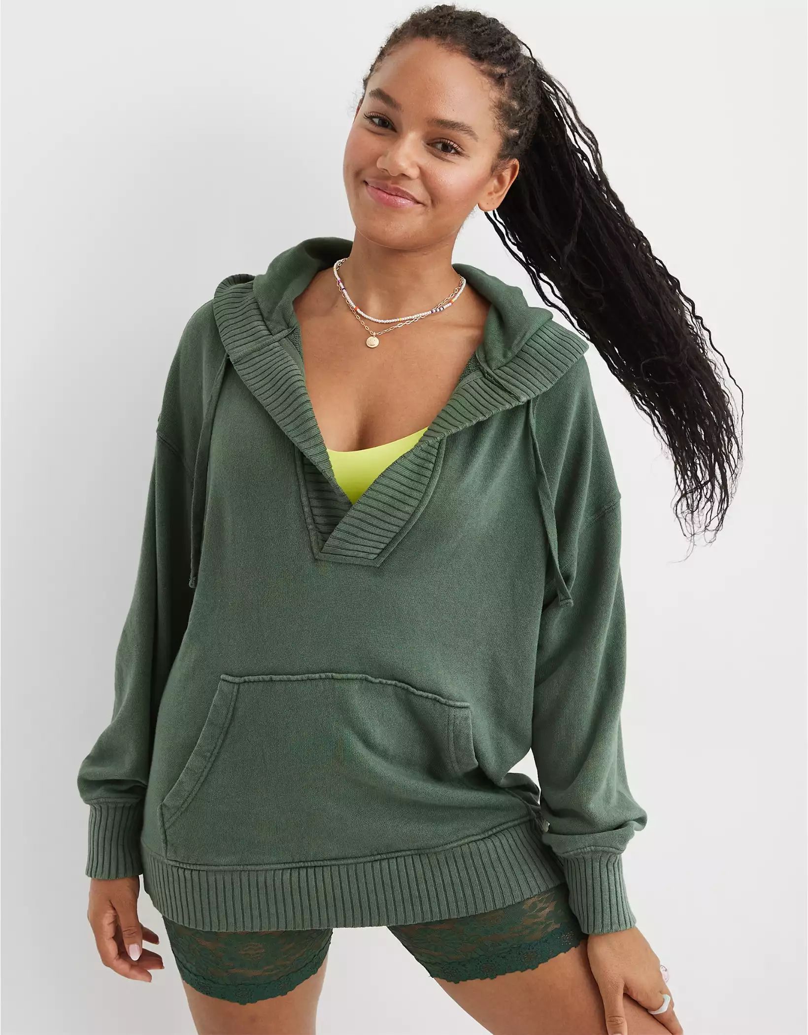 Aerie Down-To-Earth Henley Hoodie | Aerie