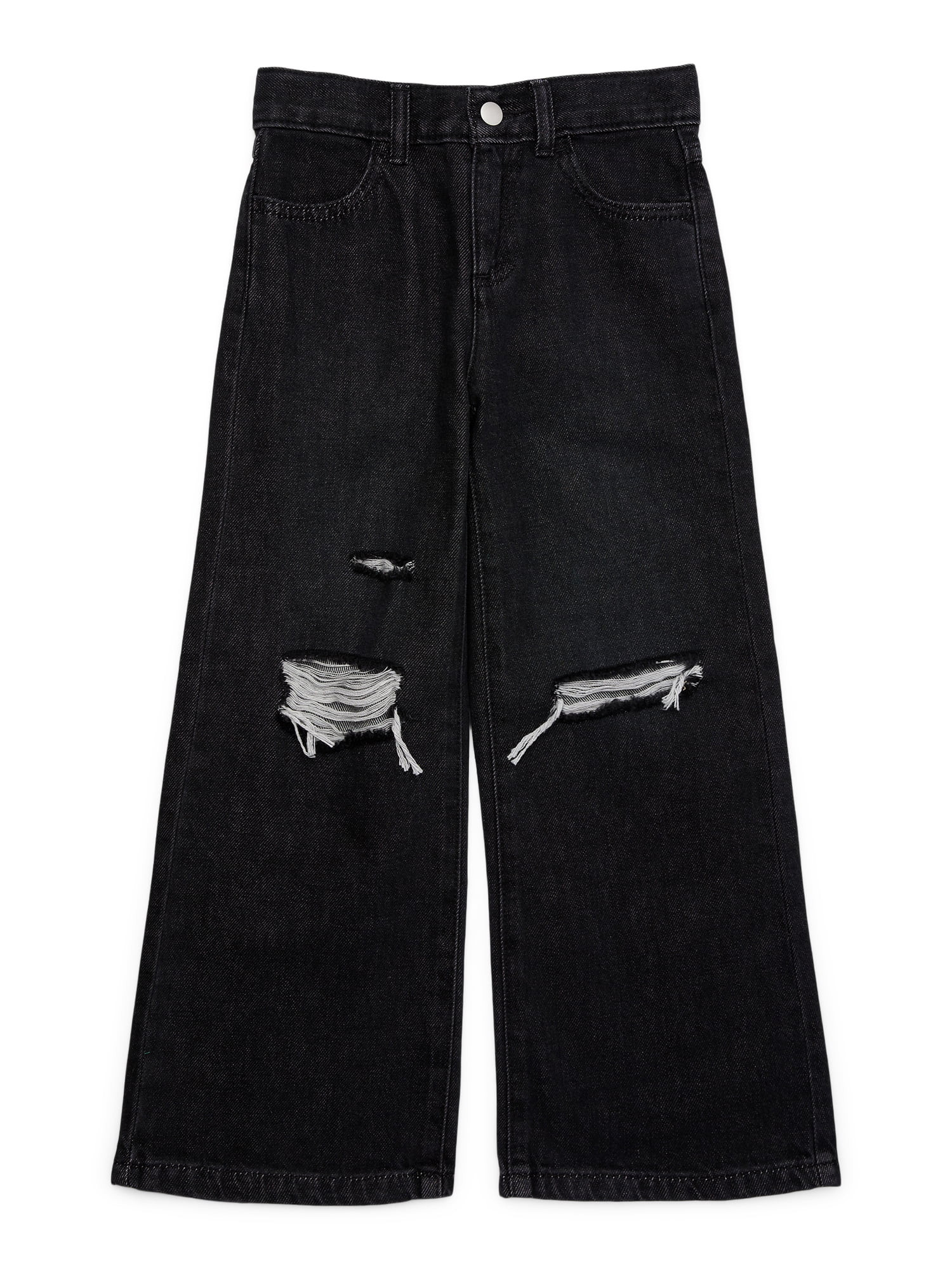Wonder Nation Tween Girl's Wide Leg Destructive Jeans, Sizes 5-18 | Walmart (US)