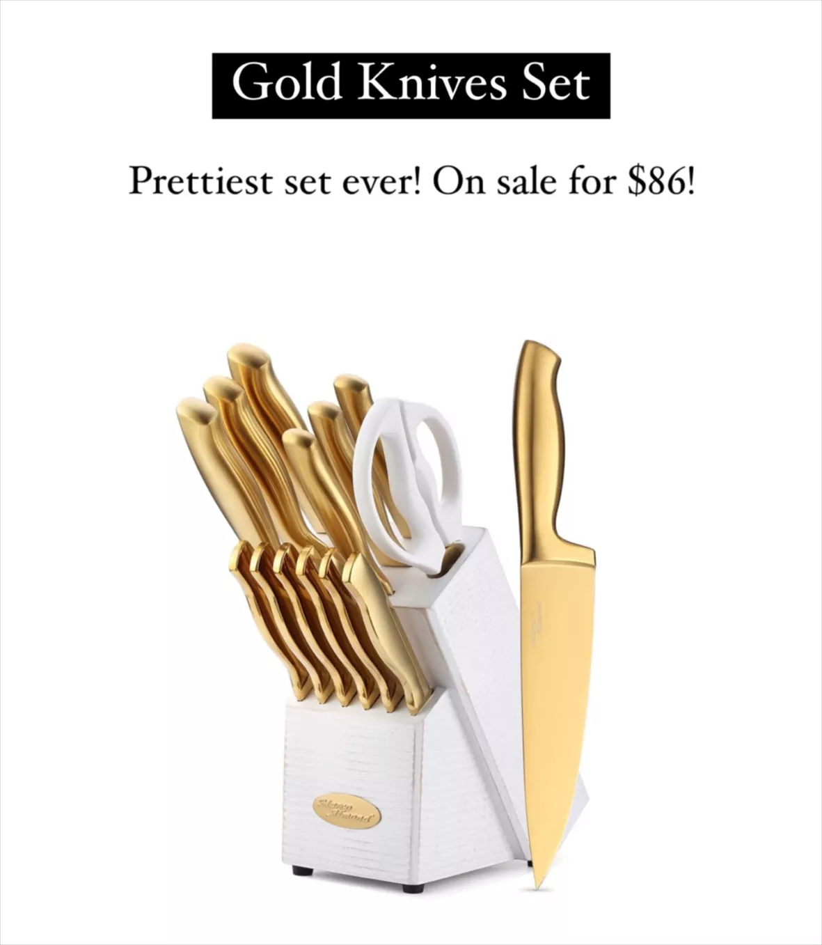 Knife Set-Marco Almond MA21 Luxury Golden Titanium Coated 14
