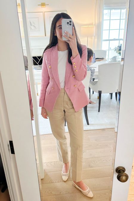 Great work look for a summer internship or in office job! Blazer is Amazon, pants and shoes are J.Crew factory!
