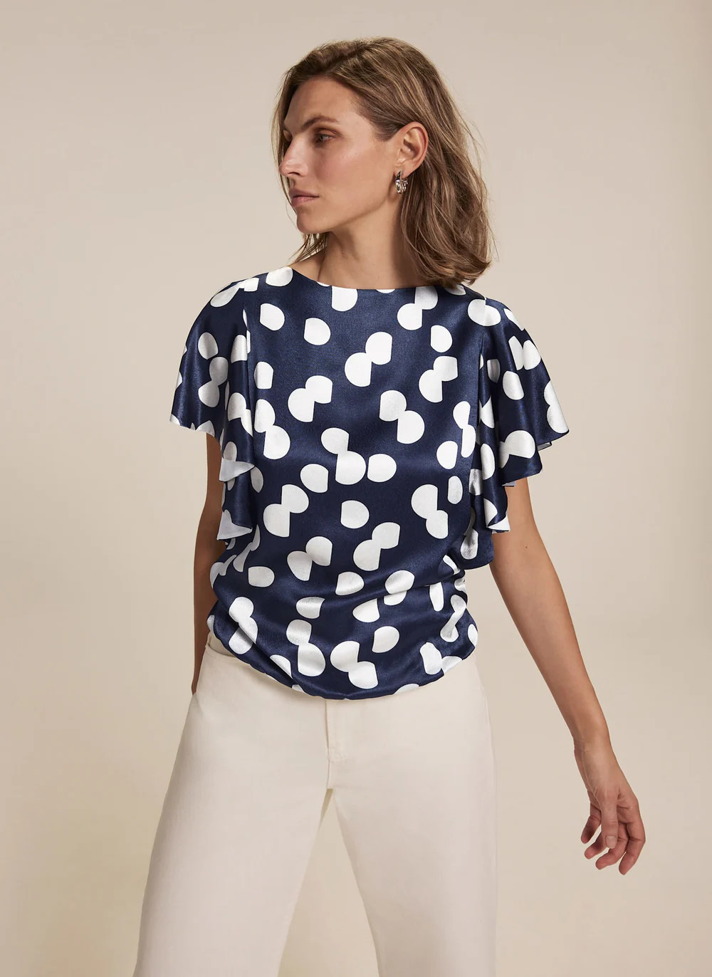Navy Polka Dot Cropped Top | Mint Velvet
