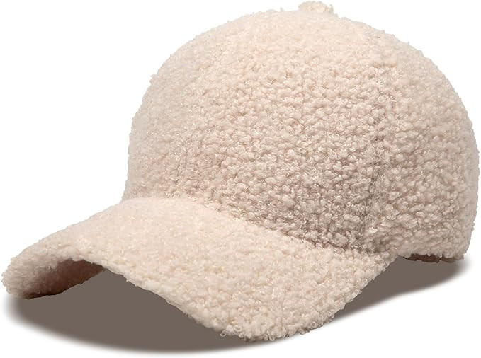 Women's Winter Baseball Cap Adjustable Solid Color Lamb Wool Warm Baseball Cap Unisex Unconstruct... | Amazon (US)