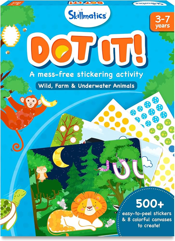 Skillmatics Dot It Sticker Art Activity - Animals, Mess-Free Fun for Kids, 500+ Stickers, Craft K... | Amazon (US)