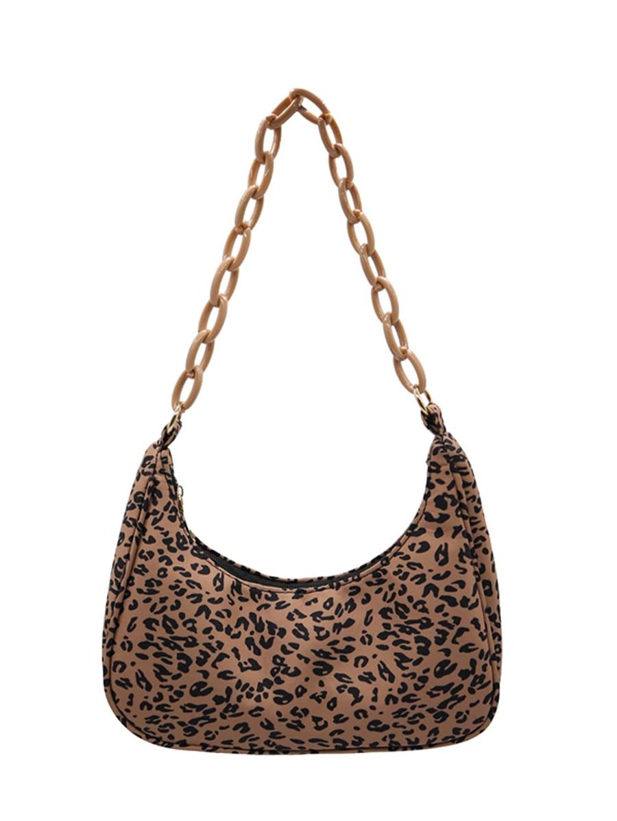 Leopard Pattern Chain Baguette Bag | SHEIN