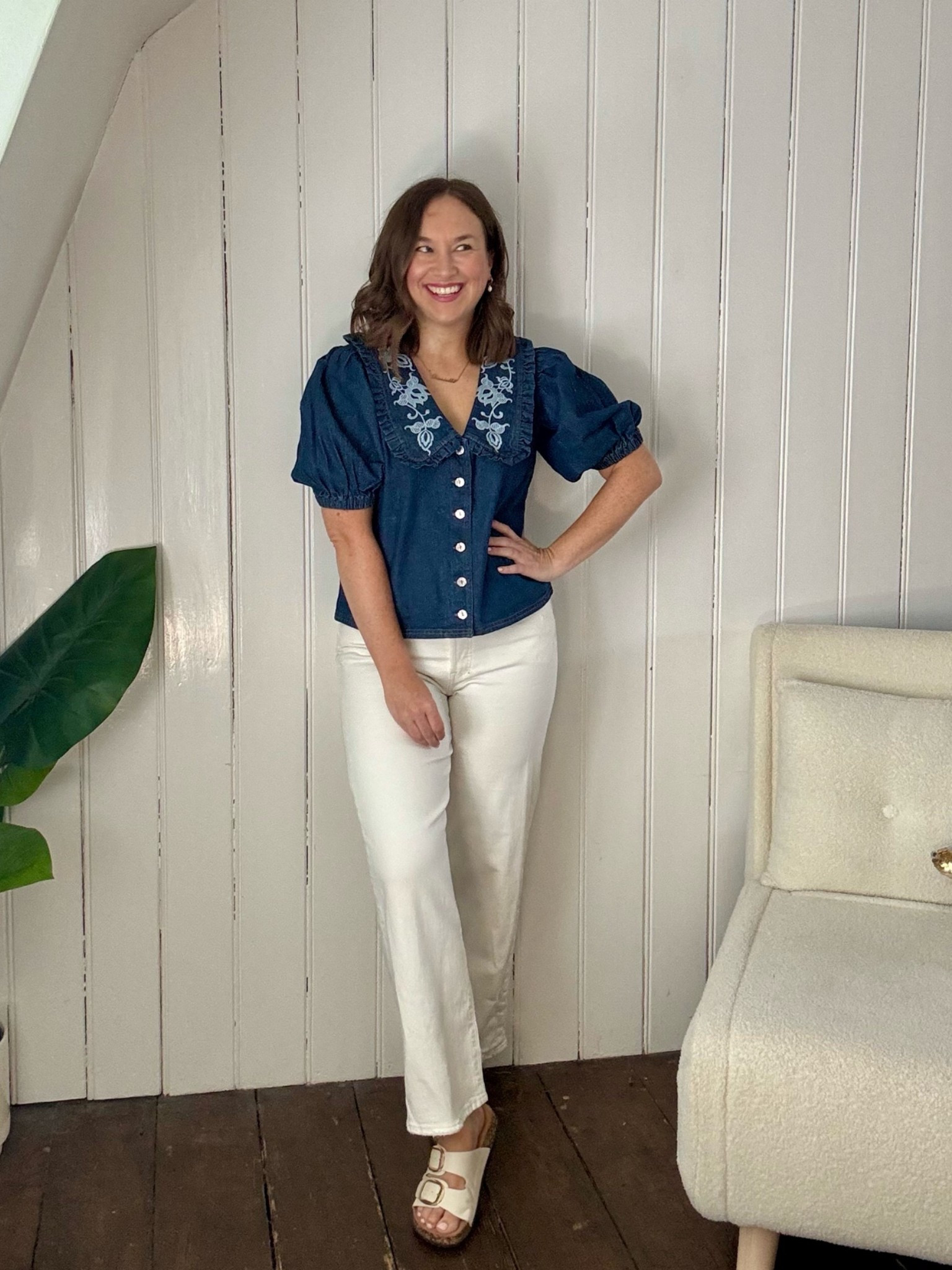 Petite summer outfit, denim shirt white jeans.

#LTKuk #LTKstyletip #LTKpetite