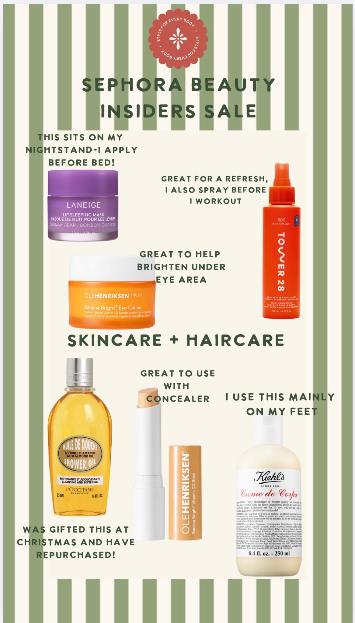 All items I have and love-under eye brightening skincare to the best in shower body oil. 

#LTKSaleAlert #LTKBeauty #LTKOver40