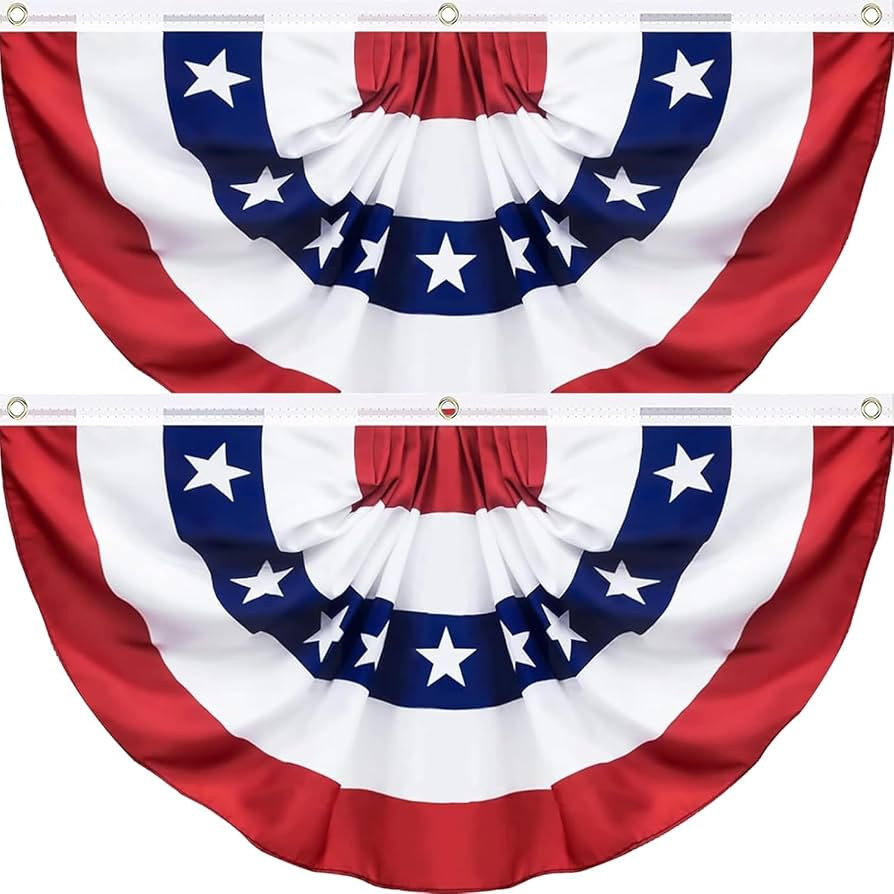 2 Pack USA Pleated Fan Flag, 3 X 6 Feet American US Bunting Flag Patriotic Decoration, 4th of Jul... | Amazon (US)