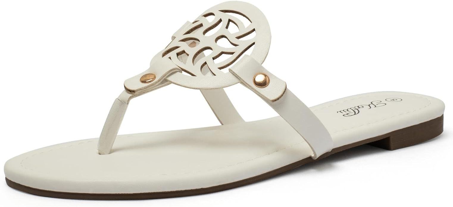 katliu Women's Flat Sandals Flip Flop Sandals Comfortable Dressy Thong Sandals | Amazon (US)