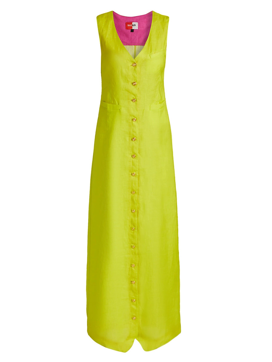 Women's Linen Vest Maxi Dress - Chartuese - Size XS | Saks Fifth Avenue