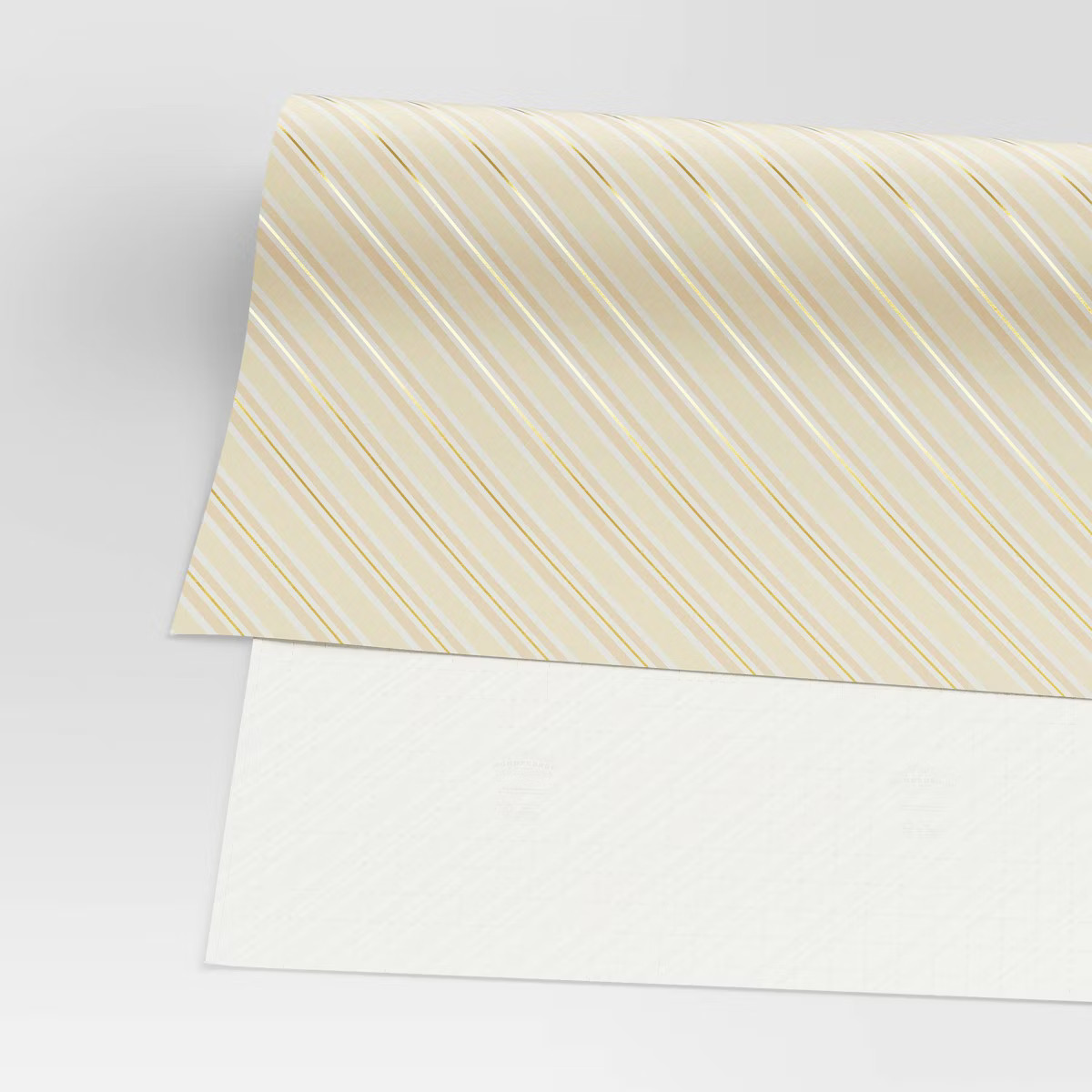 30" 25 sq ft Christmas Roll Wrap Blush/White/Gold Diagonal Stripes - Wondershop™ | Target
