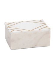 Marble Rectangular Box With Gold Tone Inlay | Marshalls