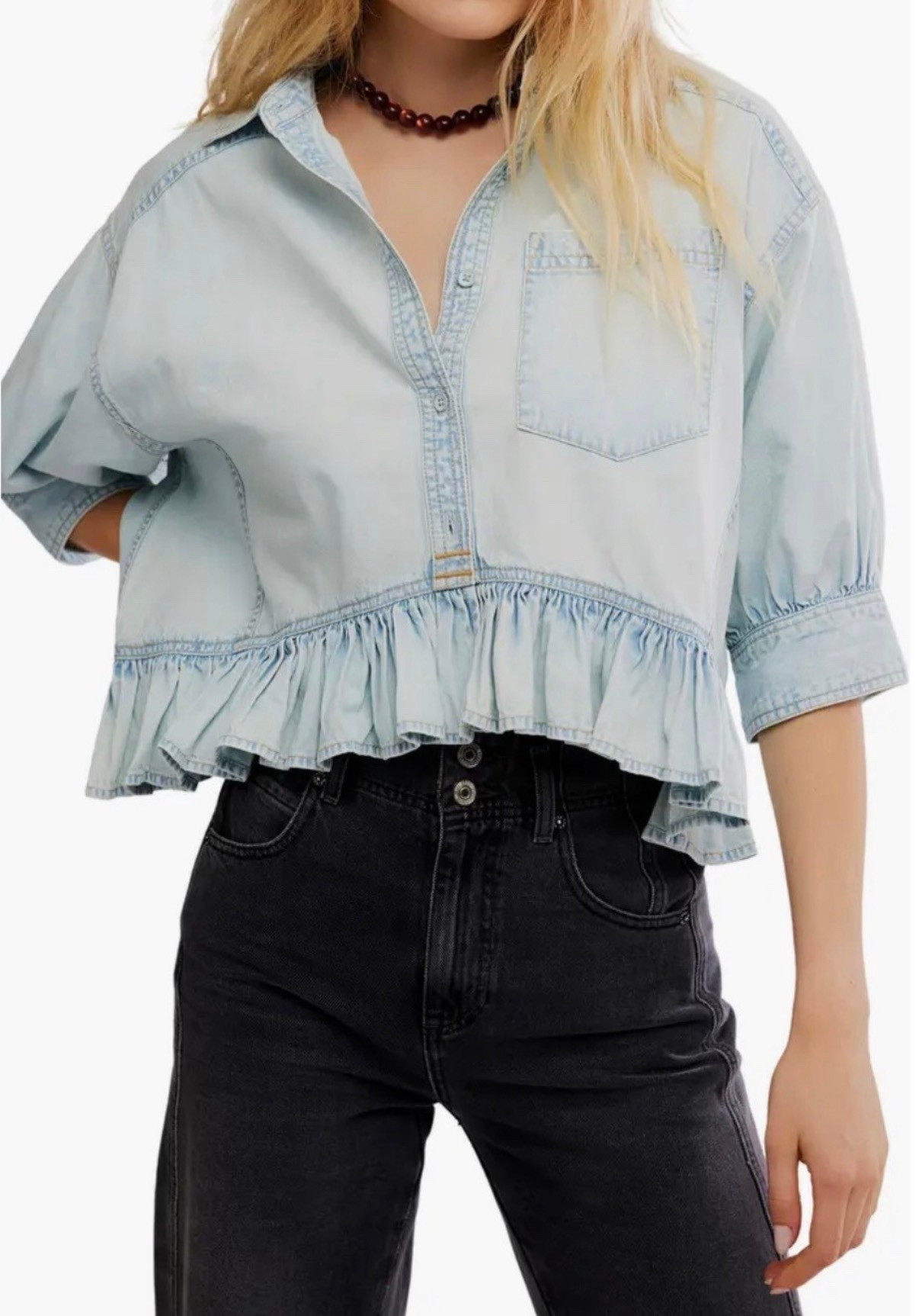 Denim ruffle top
