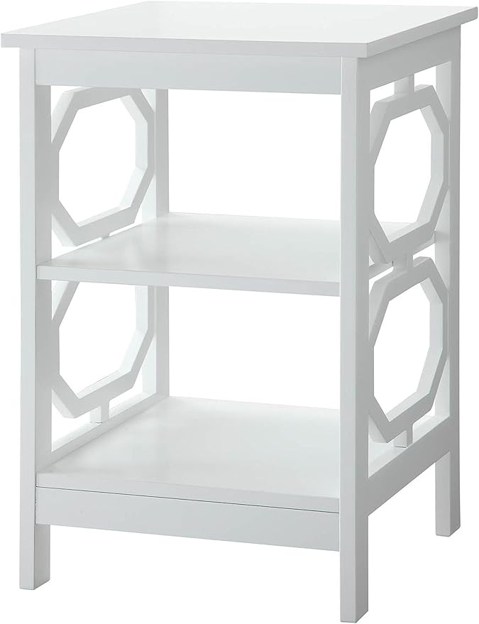 Convenience Concepts Omega End Table with Shelves, White | Amazon (US)