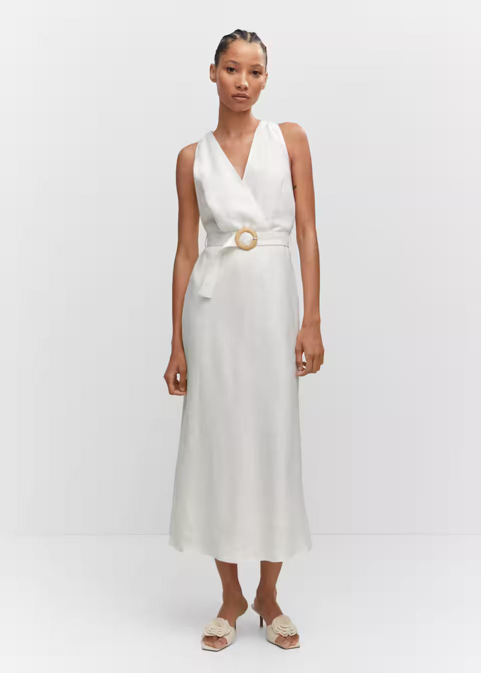 Belt linen dress -  Women | Mango USA | MANGO (US)