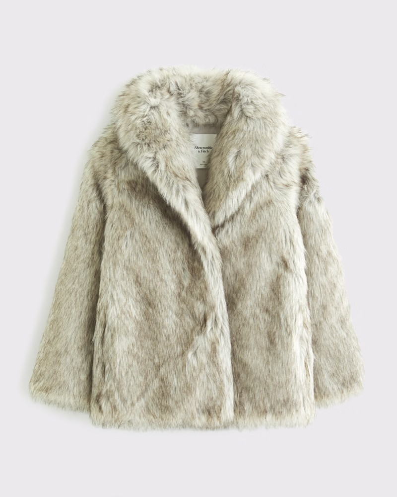 Shawl Collar Faux Fur Coat | Abercrombie & Fitch (US)
