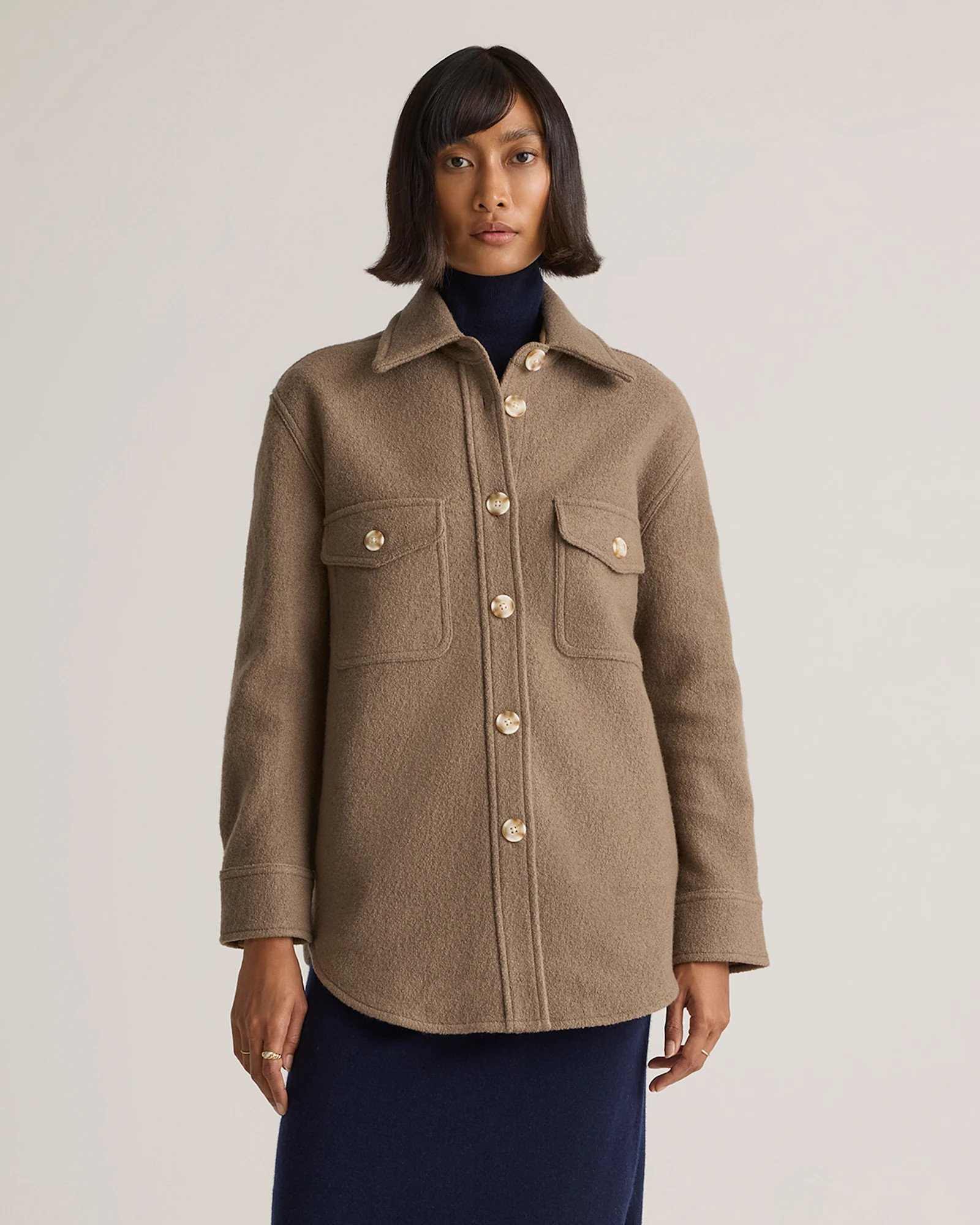 Quince | Women's 100% Merino Wool Shirt Jacket in Light Heather Grey, Size XS | Quince