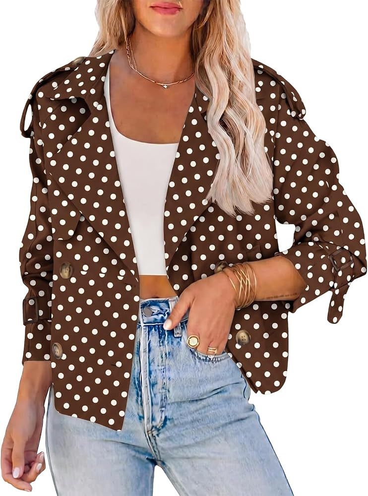 Saodimallsu Women Crop Double Breasted Trench Coat Short Cropped Jacket | Amazon (US)