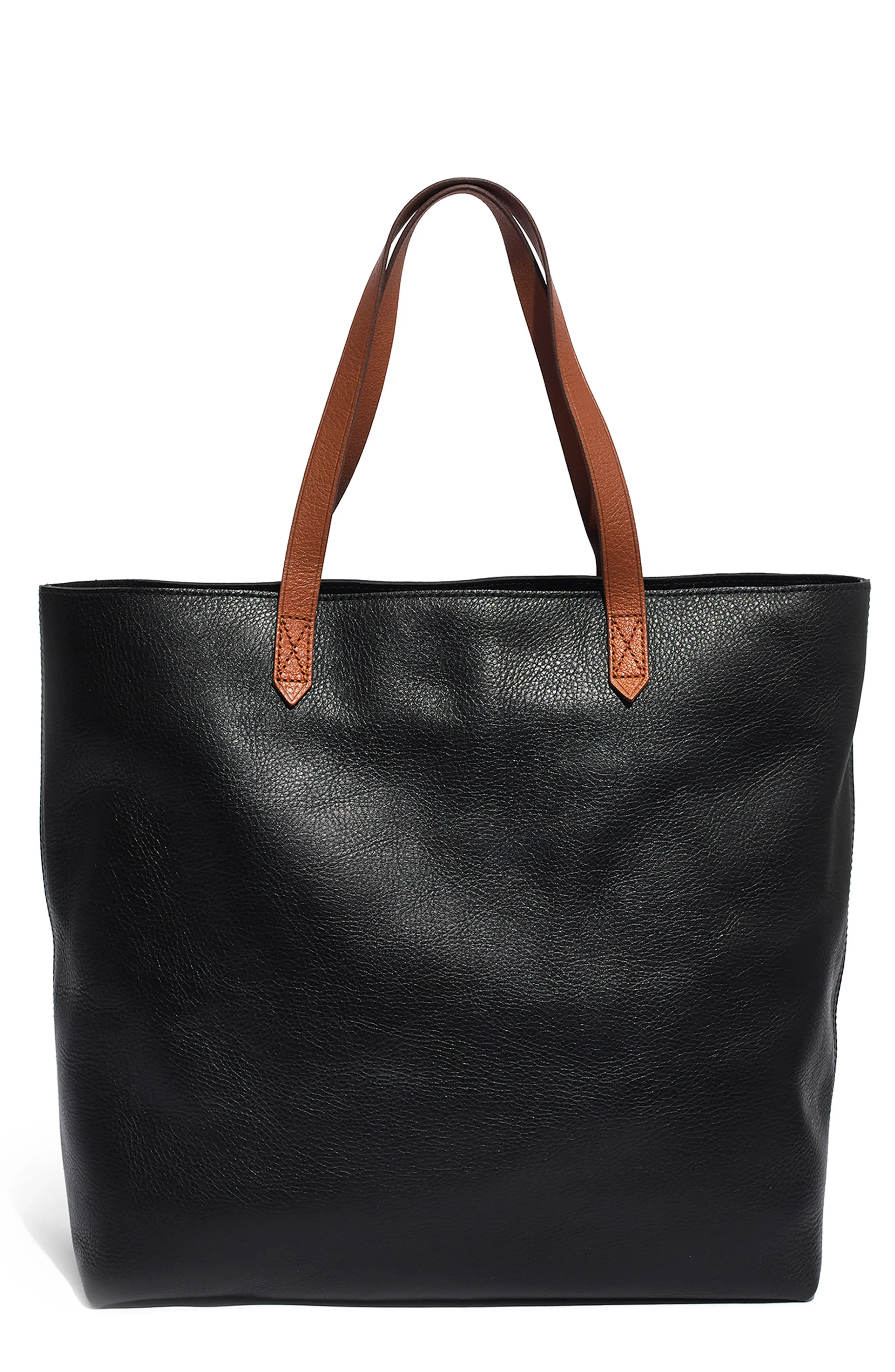 Madewell Zip Top Transport Leather Tote - Black | Nordstrom