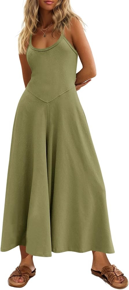 Cicy Bell Womens Casual Wide Leg Jumpsuits Summer Spaghetti Strap Sleeveless Cut Out Loose Long P... | Amazon (US)