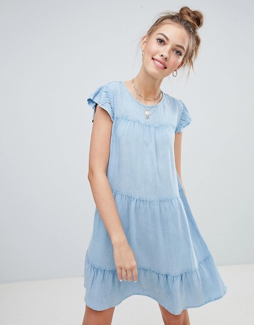 Wednesday's Girl smock dress in chambray | ASOS US