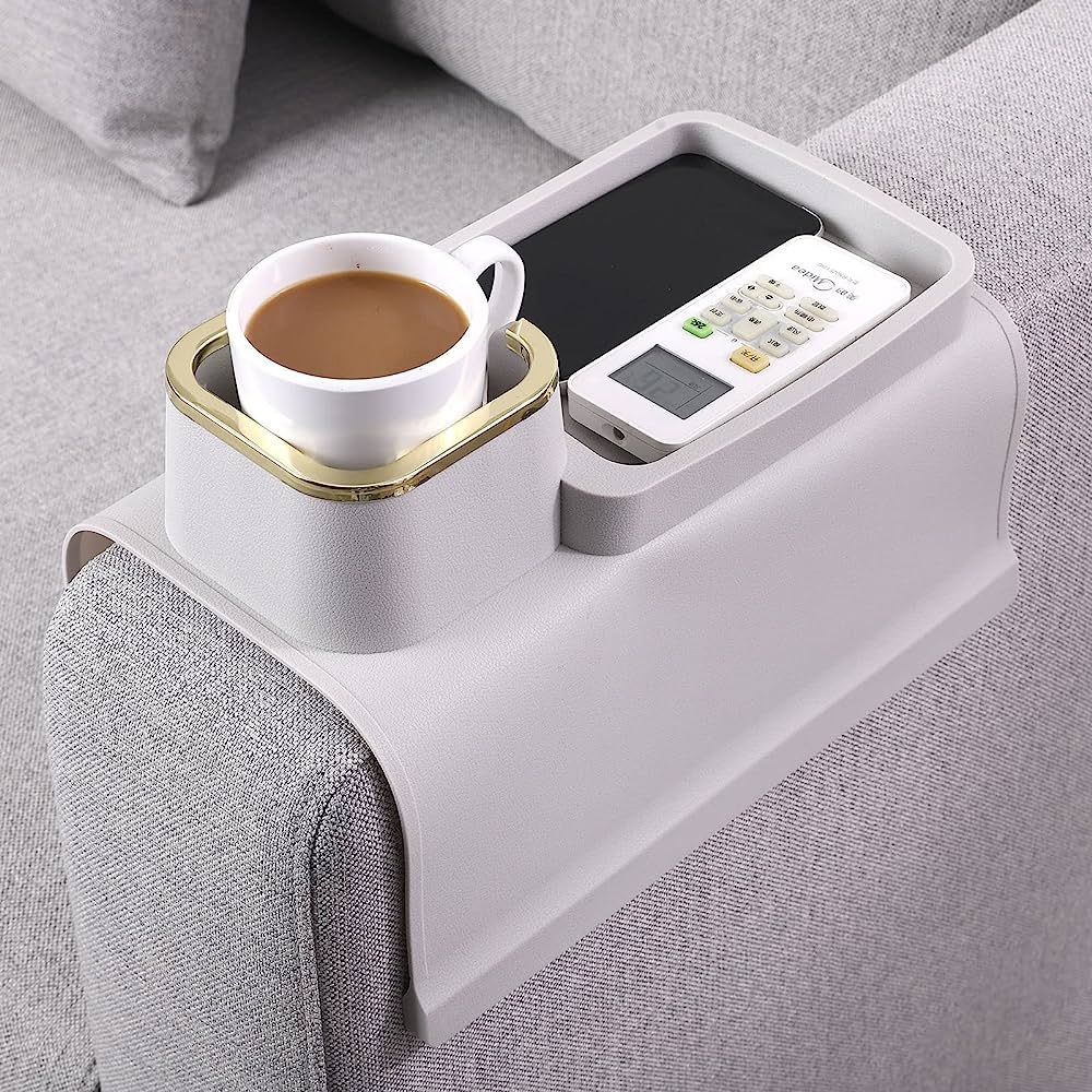 HMASYO Couch Cup Holder Tray - Silicone Sofa Armrest Table Couch Drink Holder and Tray Organizer ... | Amazon (US)