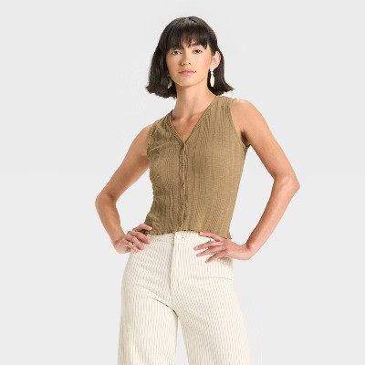 Women's Button-Front Knit Tank Top - Universal Thread™ | Target