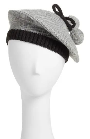 Women's Kate Spade New York Bow Pom Beret - Grey | Nordstrom