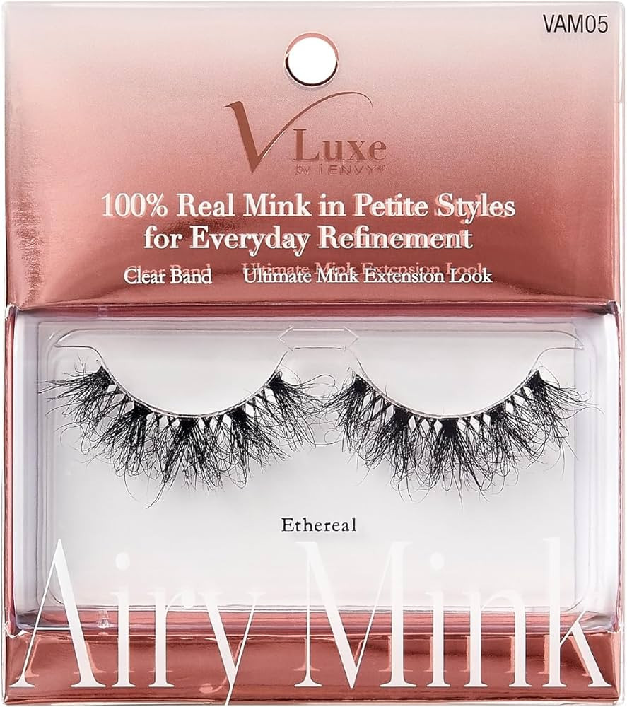 VLuxe Airy Mink False Eyelashes, 100% Real Mink Fake Eye Lash, Lightweight Superfine Clear Band f... | Amazon (US)