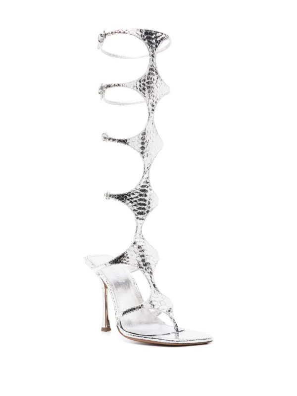 Paris Texas Uma 100mm Metallic Sandals | Silver | FARFETCH UK | Farfetch Global