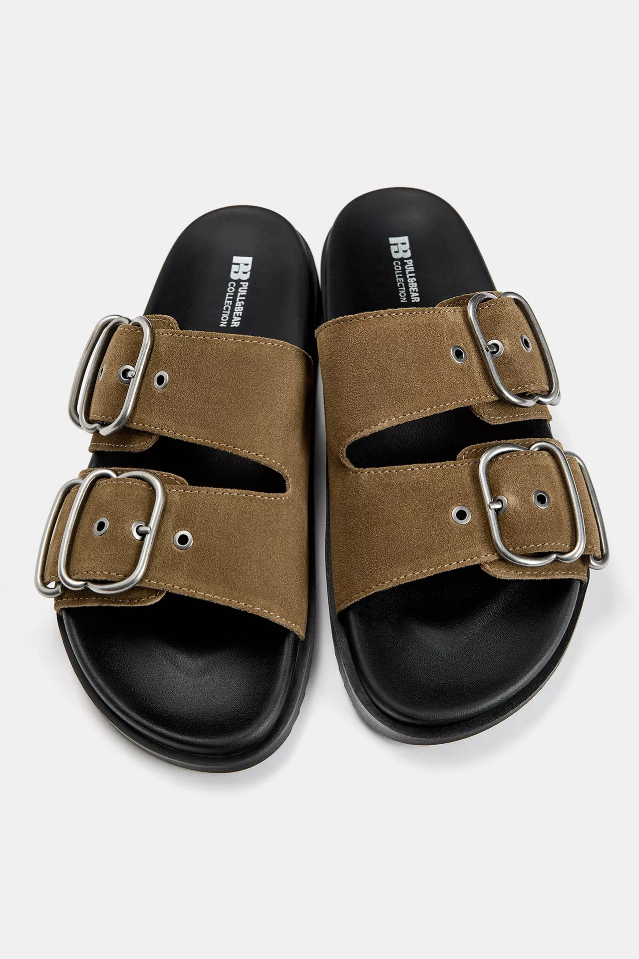Flat leather sandals with buckles | PULL and BEAR UK