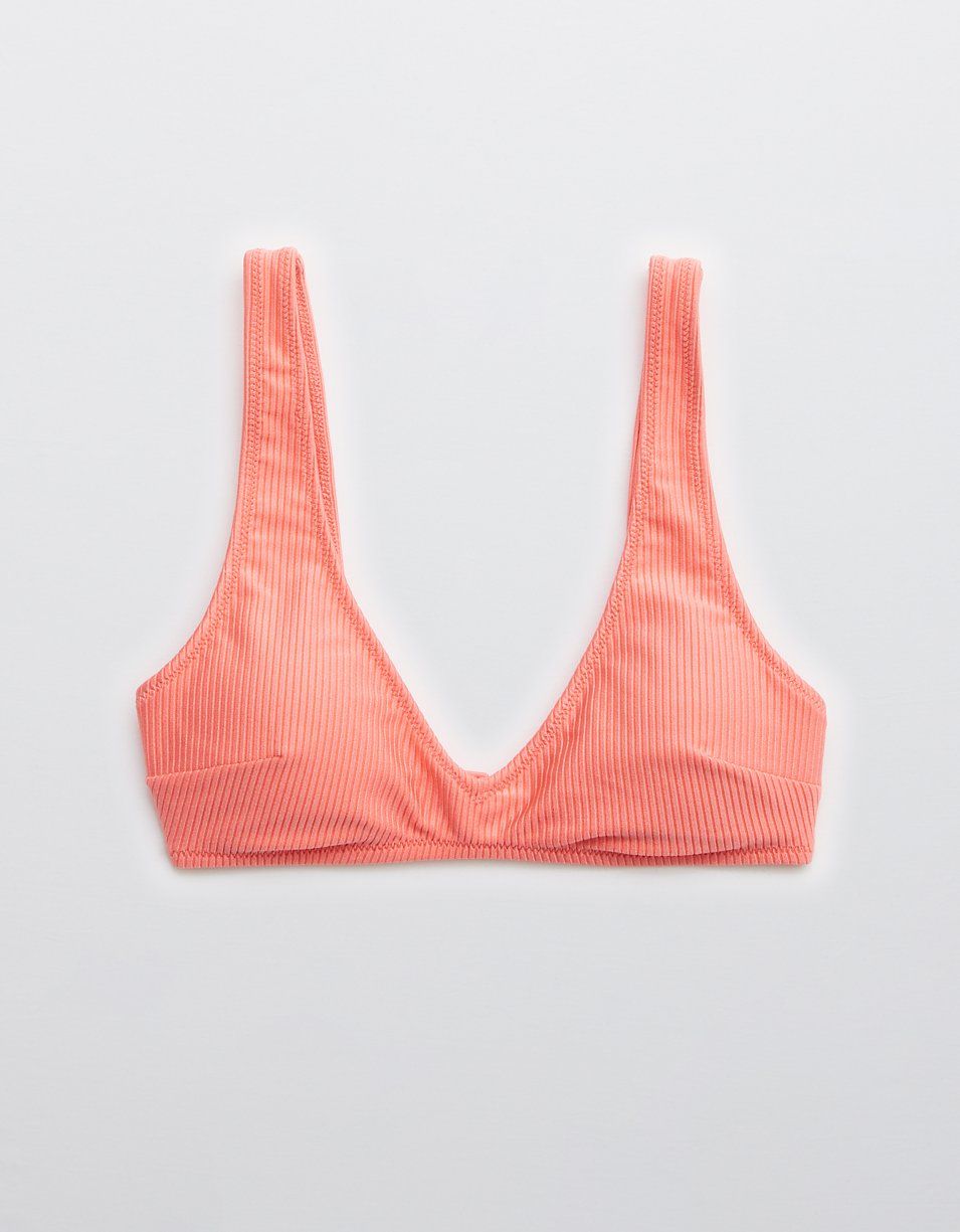 Aerie Ribbed Shine Scoop Plunge Bikini Top | American Eagle Outfitters (US & CA)