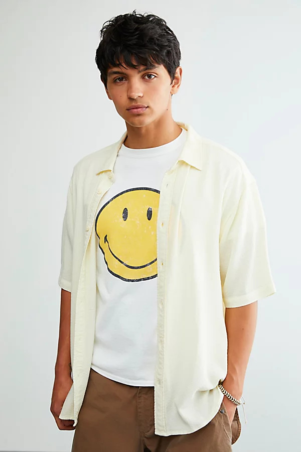 UO Solid Drape Button-Down Shirt | Urban Outfitters (US and RoW)
