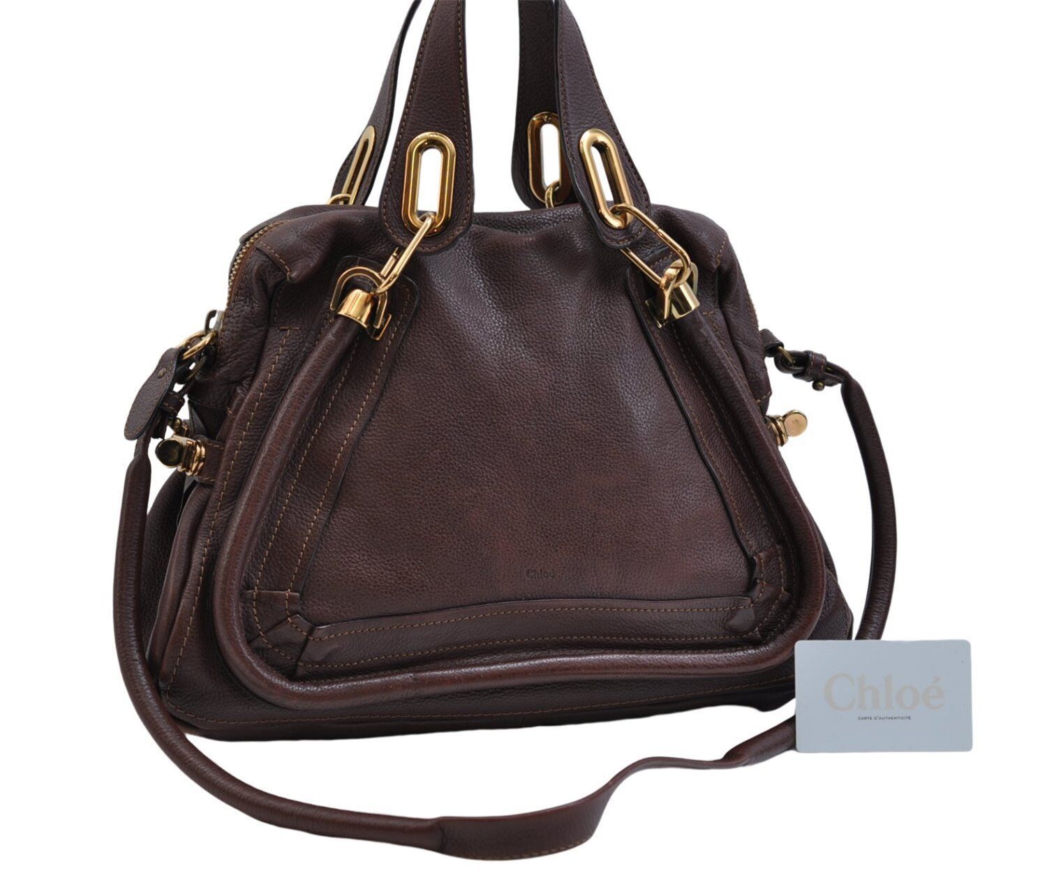 Authentic Chloe Paraty Medium 2Way Shoulder Hand Bag Purse Leather Brown 8302E | eBay AU