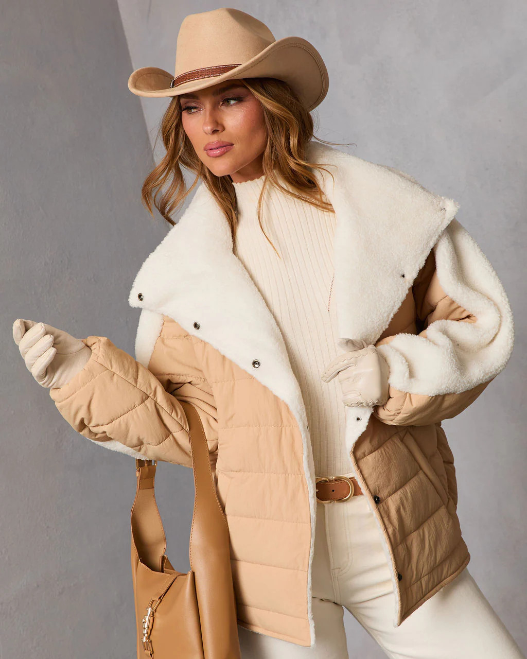 Malrin Sherpa Lined Contrast Puffer Coat | VICI