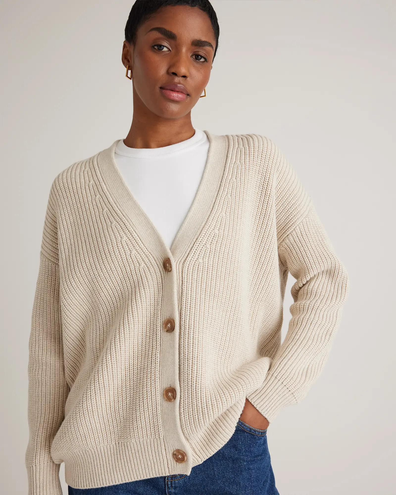 100% Organic Cotton Oversized Boyfriend Cardigan | Quince
