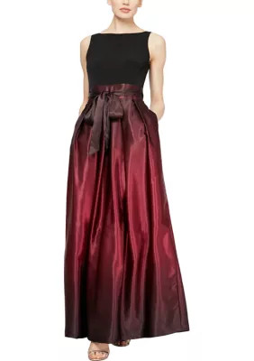 SLNY Ombré Satin Long Party Dress | Belk