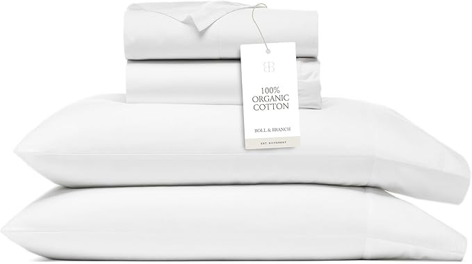 BOLL & BRANCH Signature Hemmed Sheet Set - King + Standard, White - Luxury 100% Organic Cotton - ... | Amazon (US)