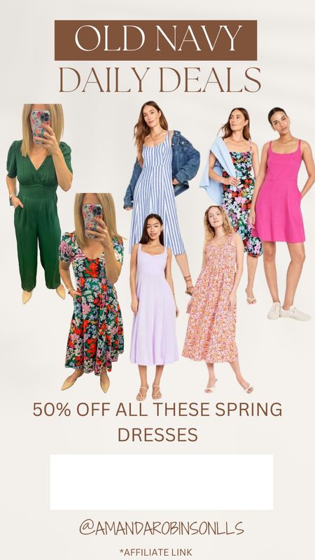 Old Navy Daily Deals
50% off select spring styles including these dresses 

#LTKSeasonal #LTKsalealert #LTKfindsunder50