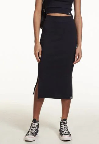 Saia Midi Canelada Brohood Preto | Dafiti (BR)