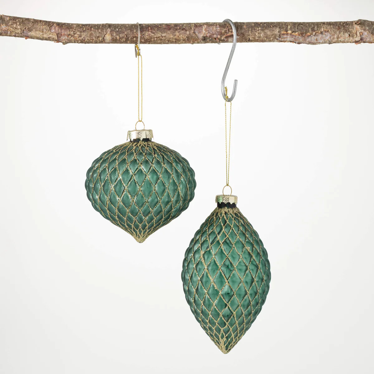 Molded Glass Ornament Set Of 2 | Sullivans Home Decor