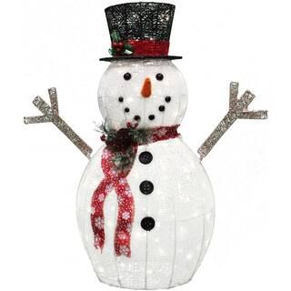 36 in. Tall Black and White Cotton Snowman LED Yard Light | The Home Depot