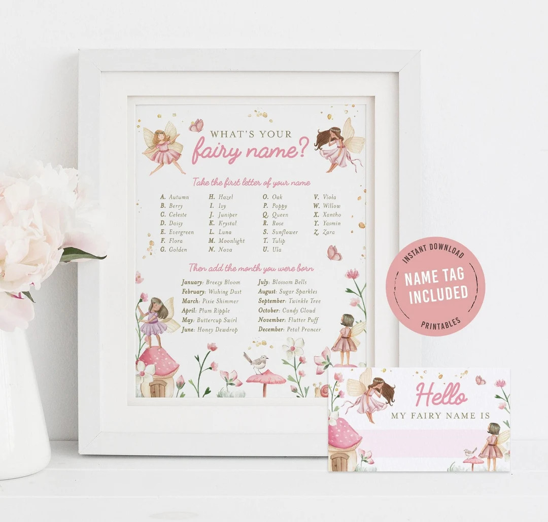 What is Your Fairy Name Birthday Game, Enchanted Fairy Garden Party Activity, Printable Magical F... | Etsy (US)